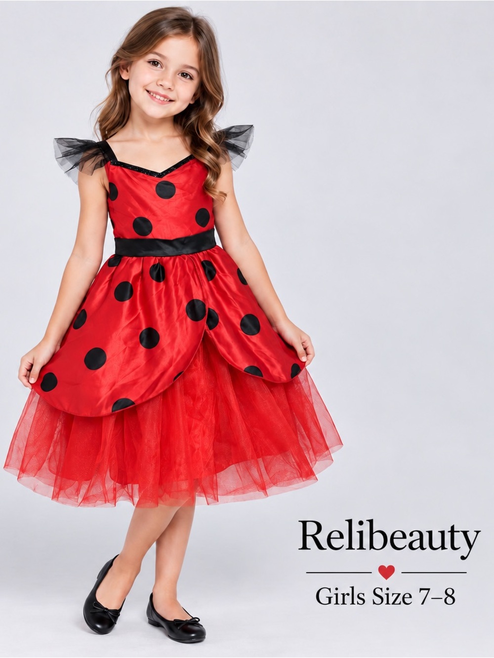 Relibeauty Girls 7–8 Ladybug Halloween Costume Dress
